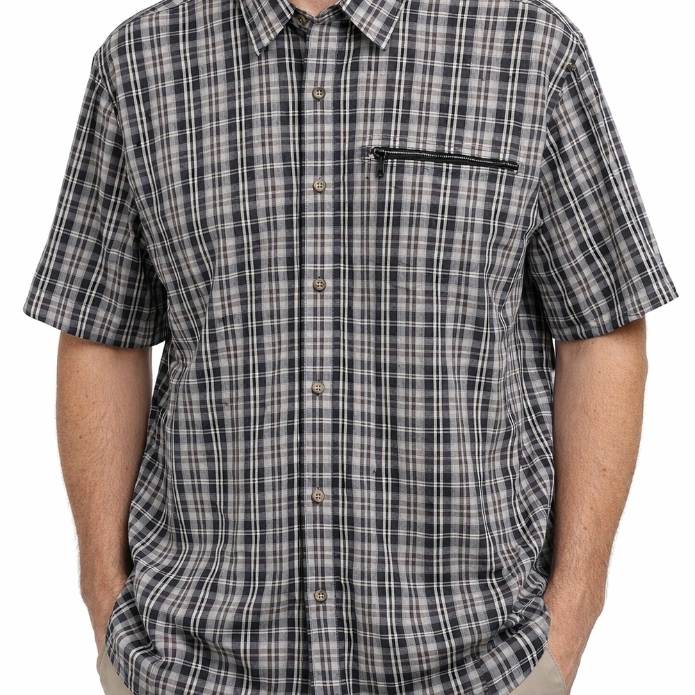 The North Face Men's Plaid Button Down Shirt With Zip Pocket Size XL/TG